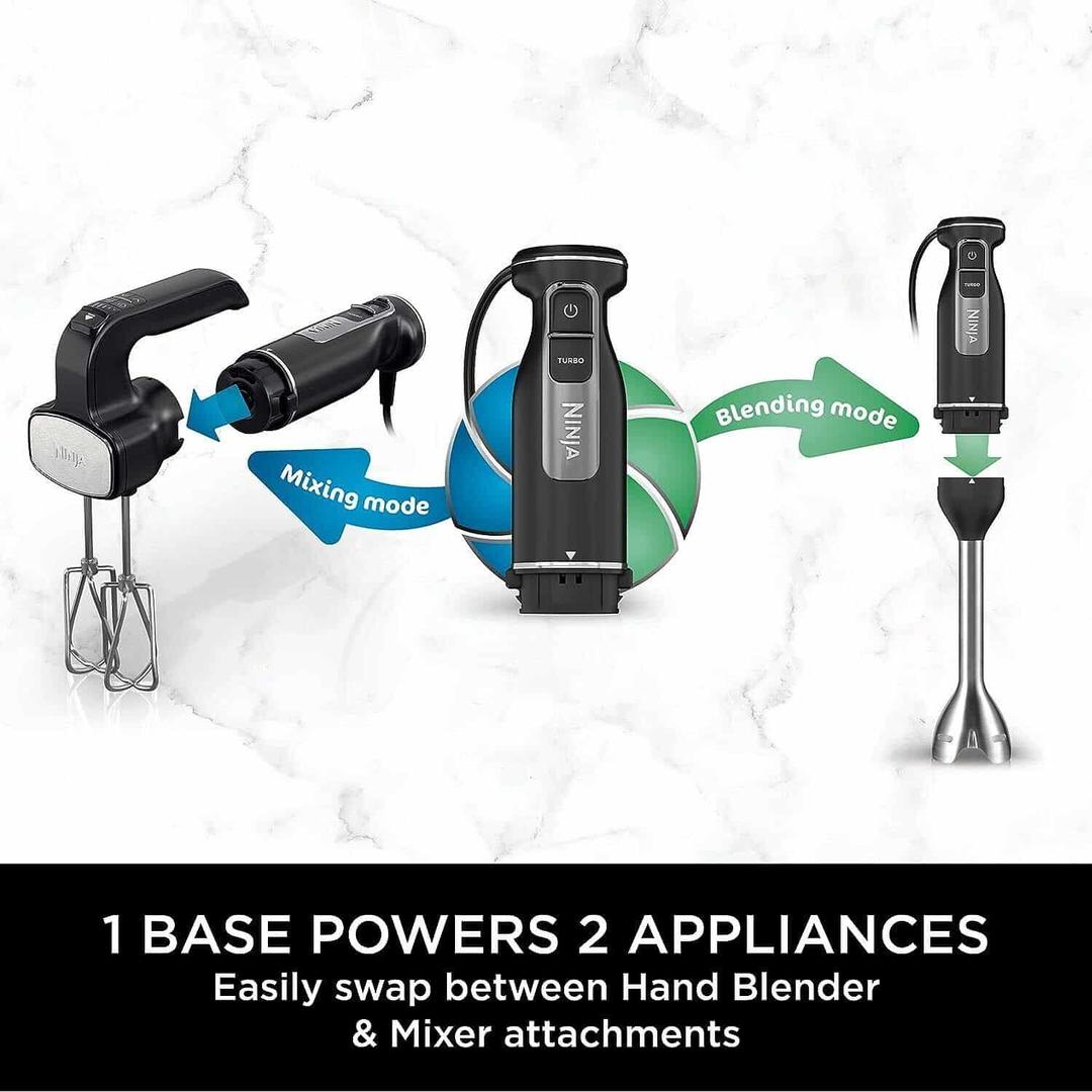 Ninja Foodi Hand Blender & Mixer CI090UK Black 850W with Turbo