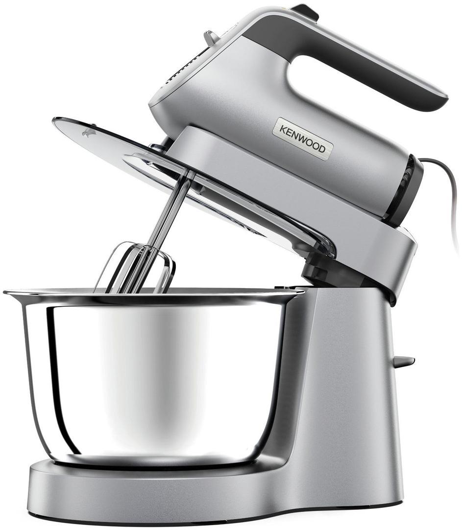 Kenwood Chefette Stand Mixer Silver 3.5L Bowl 650W - Pulse, Rotating Bowl, Twin Beaters, Kneaders, Cord Storage, Safety Interlock, SureGrip Handle, Dispense Button, Dishwasher-safe Parts