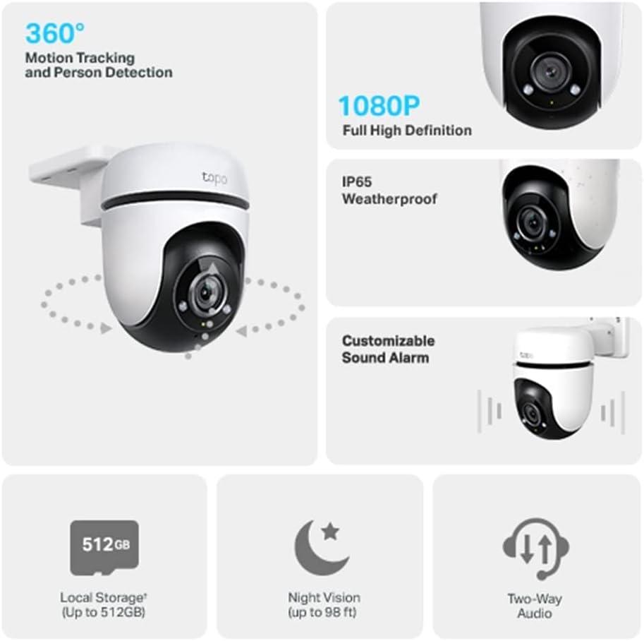 TP-Link Outdoor Pan/Tilt WiFi Security Camera - 1080p Full HD, Night Vision, 360° Coverage