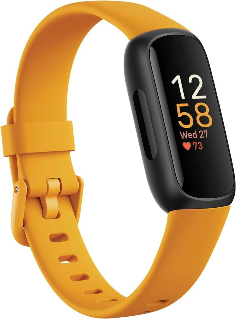 Fitbit Inspire 3 Fitness Tracker - Morning Glow, Black, Digital Display, Orange Band
