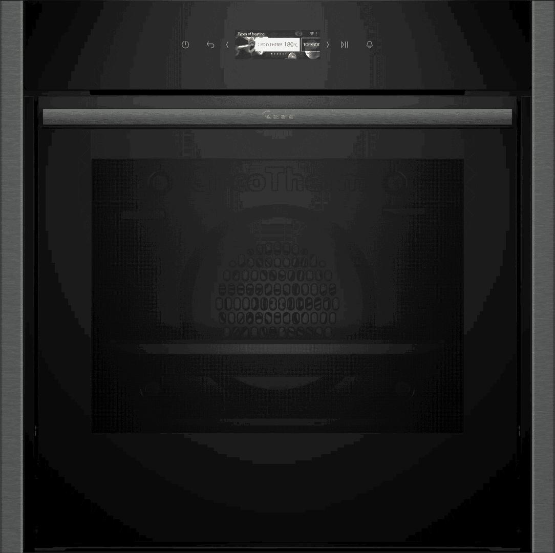 Neff N70 Electric Oven Graphite Slide & Hide Pyrolytic Cleaning Home Connect Touchscreen 71 litres