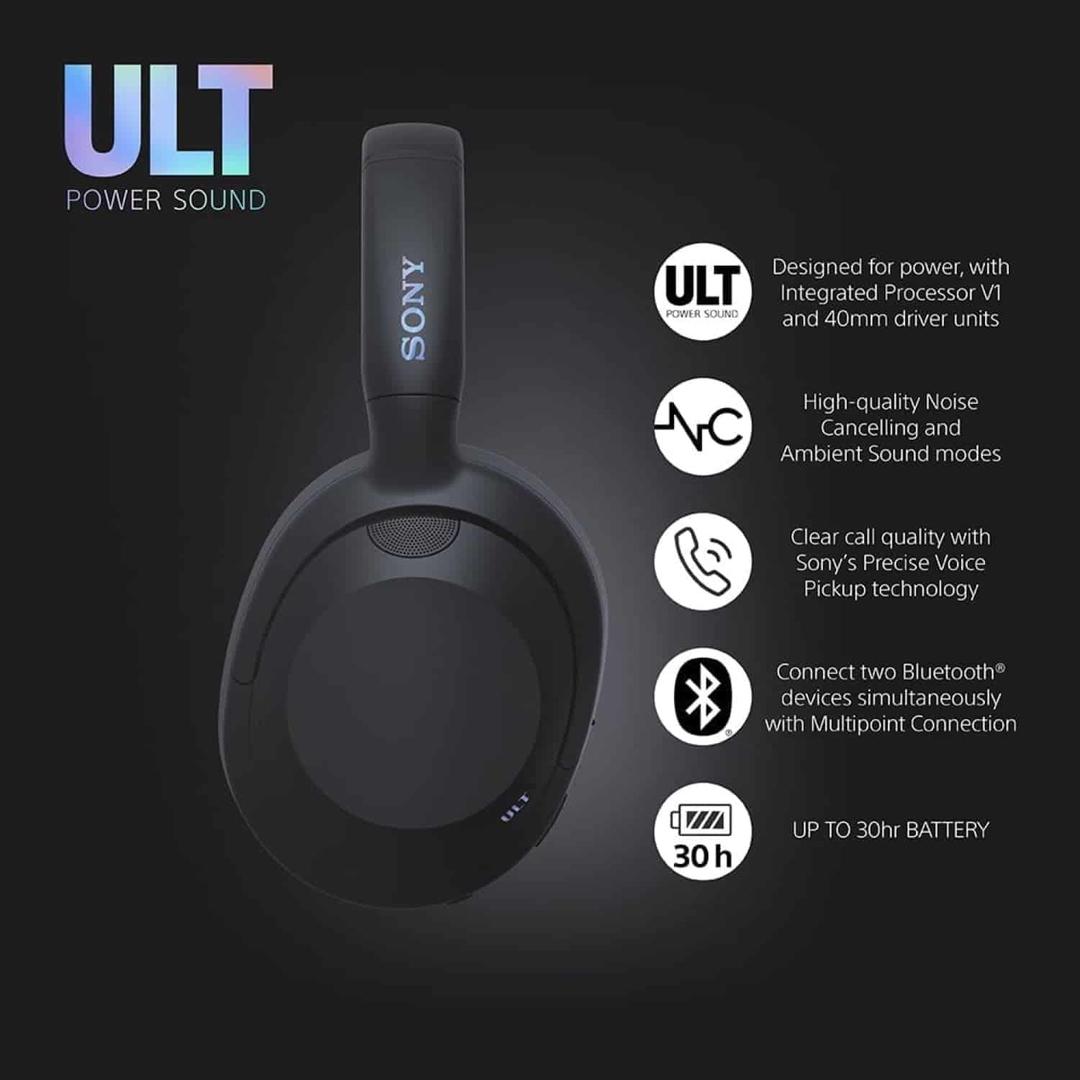 Sony Bluetooth Noise Cancelling Headphones - Black | Over Ear | Sony