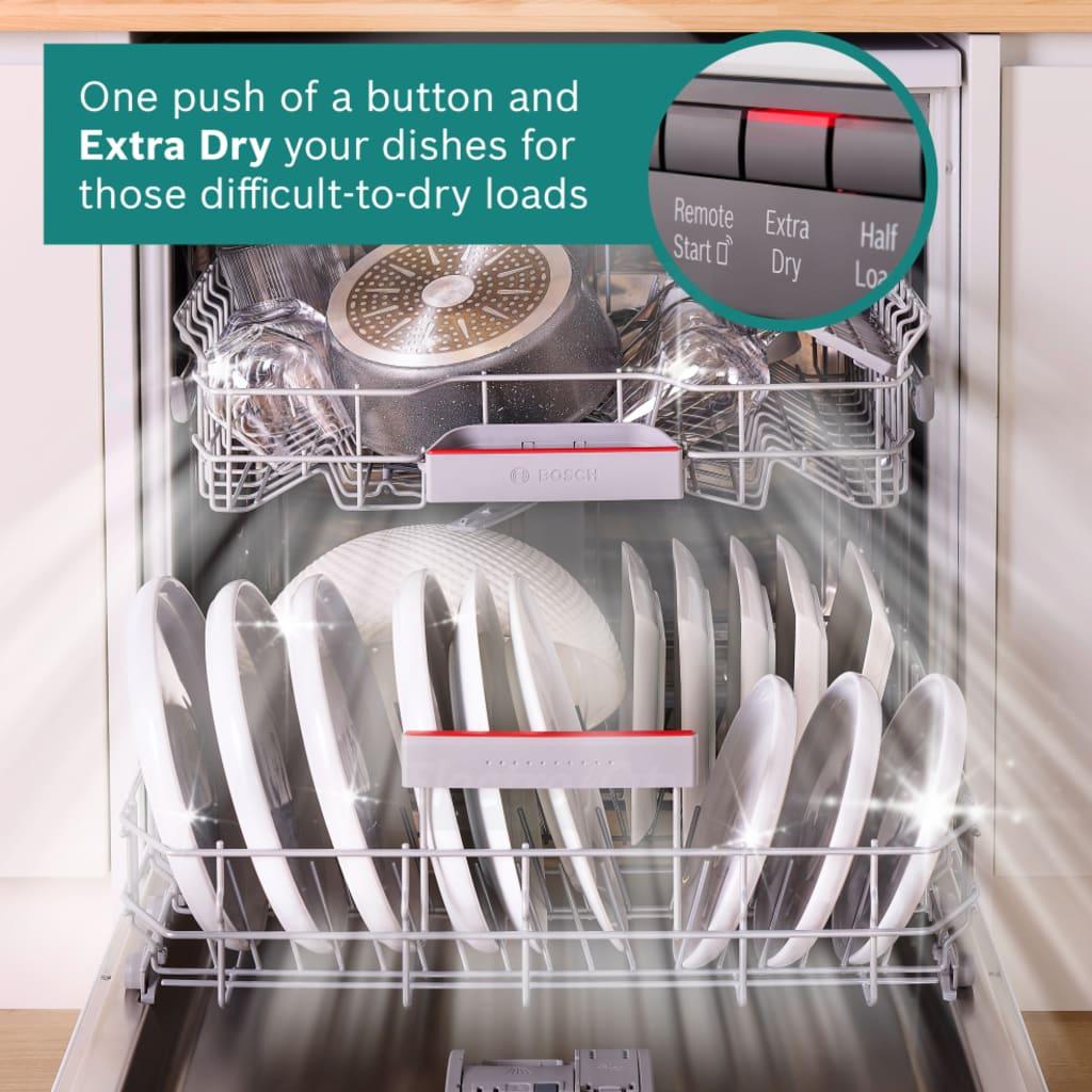 Bosch Series 4 Freestanding Dishwasher Stainless Steel 14 Place Settings ExtraDry Silence Plus Rackmatic Home Connect