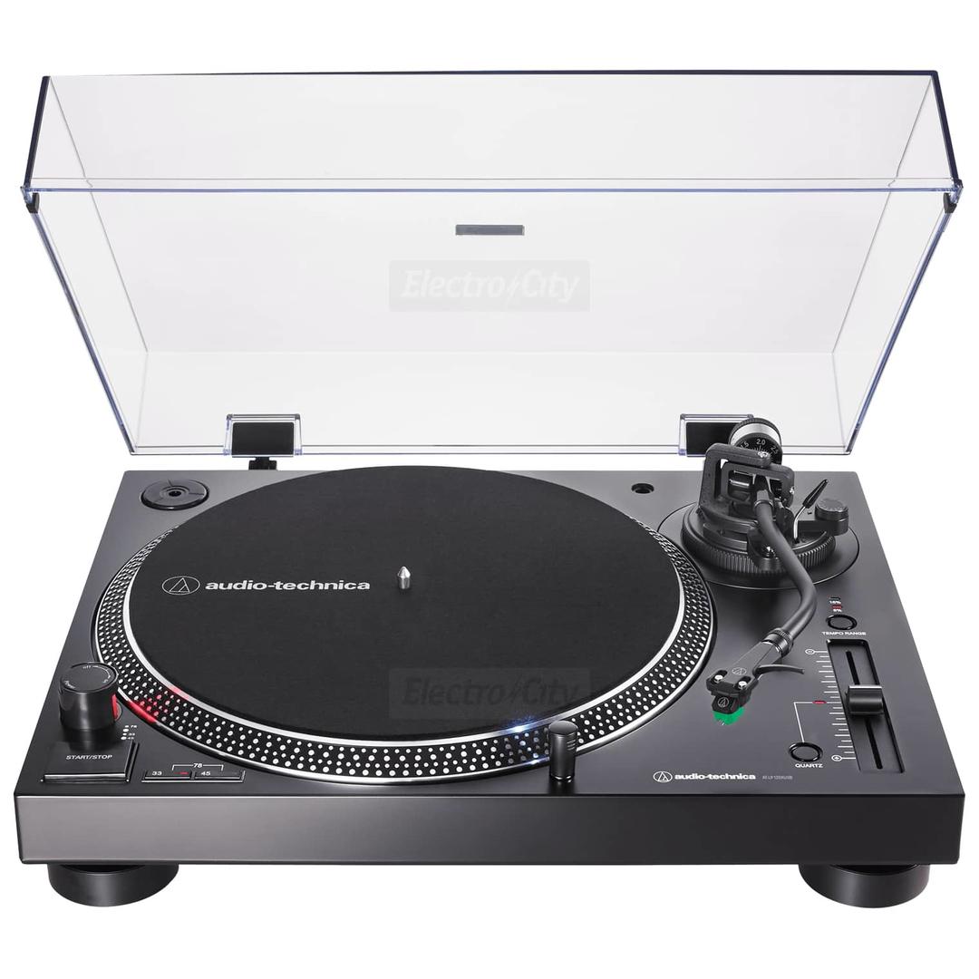 Audio-Technica Turntable Black Direct Drive USB Output 3-Speed with Dust Cover, Start/Stop Button, Quartz, 33/45 RPM