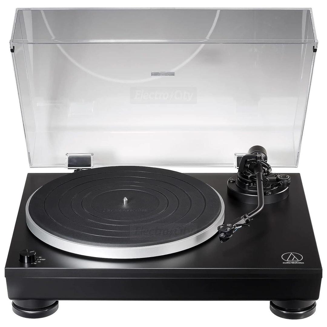 Audio-Technica Direct Drive Turntable Black with J-shaped tonearm, Built-in pre-amplifier, AT-VM95E cartridge, Dust Cover