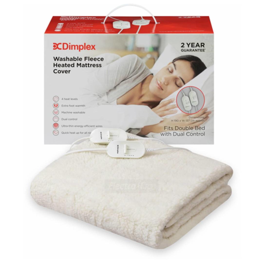 Dimplex Fleece Heated Mattress Cover | Double | Dual Control | Washable | 2 Year Guarantee