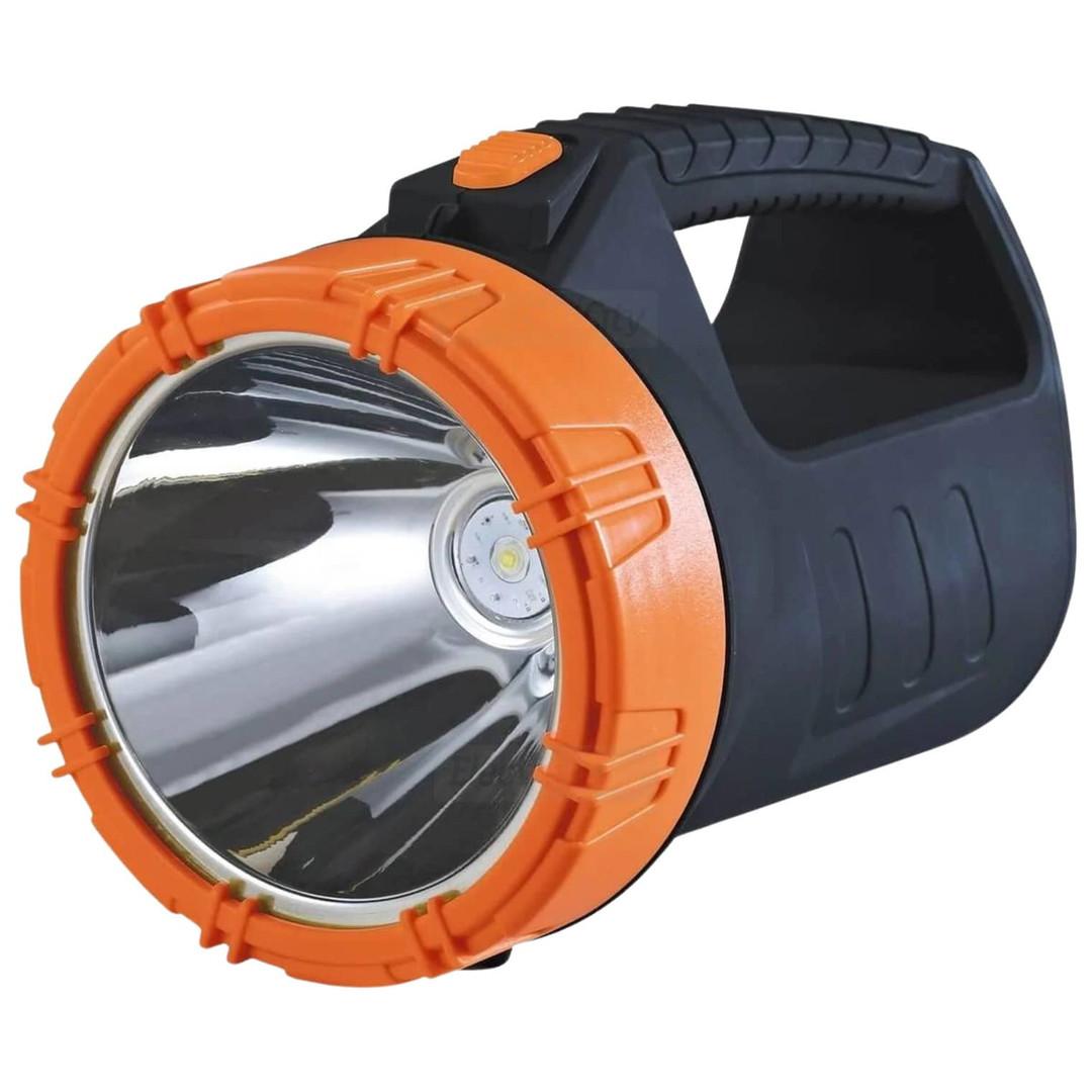 10W Rechargeable LED Torch with Orange and Black Features