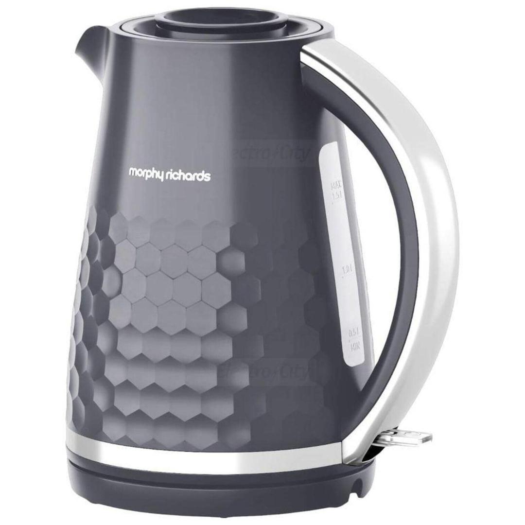 Morphy Richards Hive Grey 1.5L Kettle | 3000W | Honeycomb Pattern, Water Level Indicator, Spout, Handle