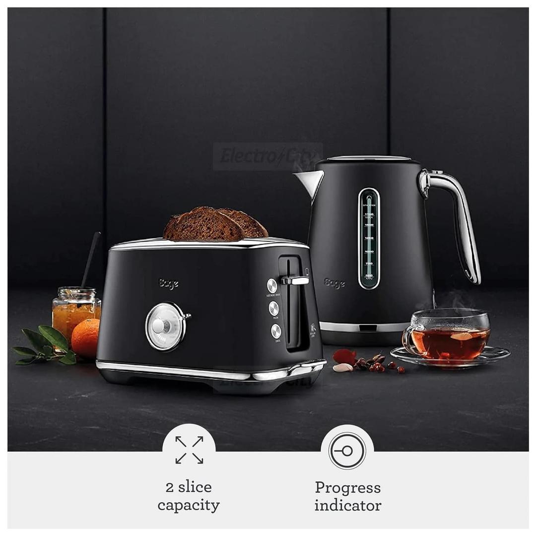 Sage Toast Select Luxe 2-Slice Toaster | Black | 6 Bread Settings | Brushed Stainless Steel