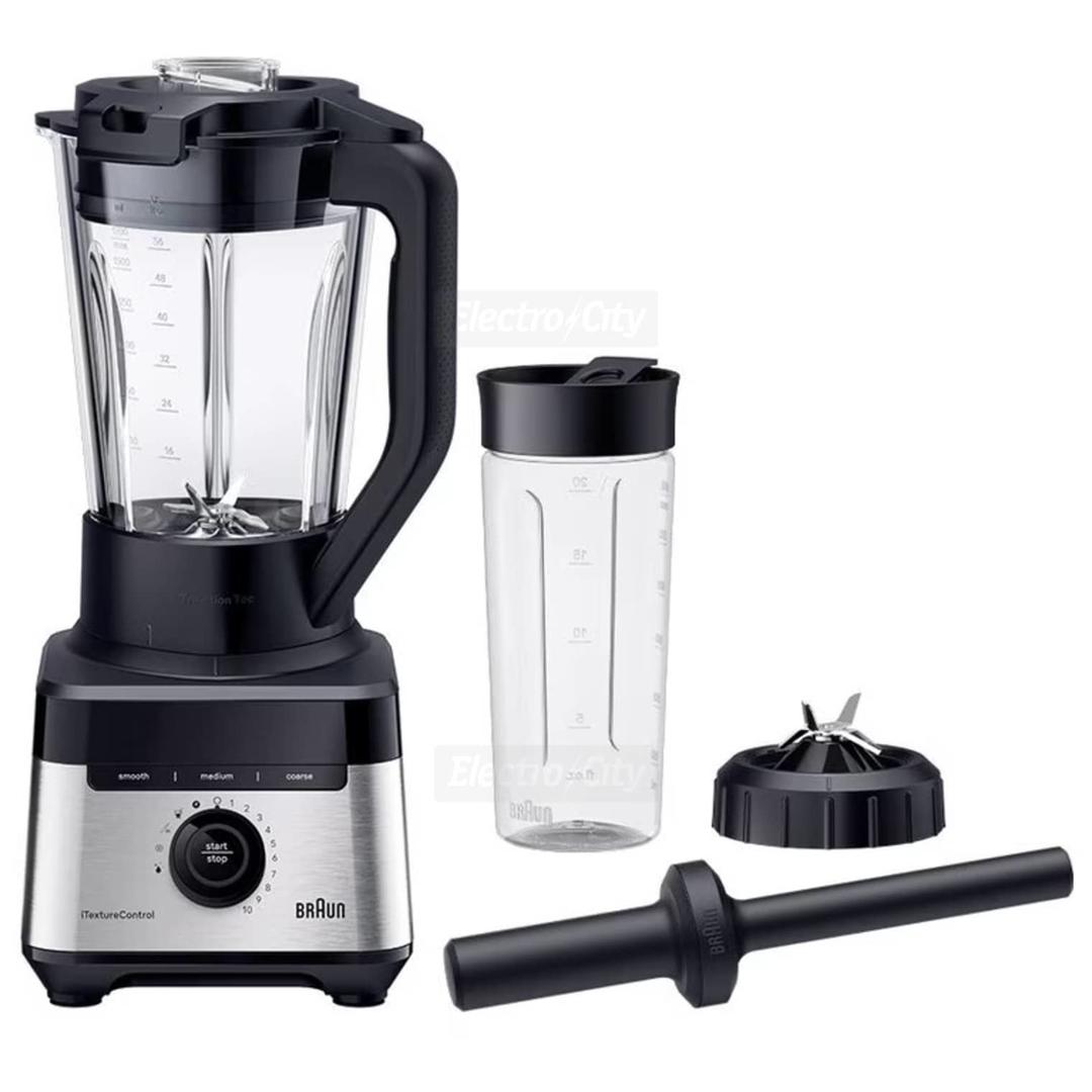 Braun PowerBlend 7 Blender | 1400W | 2 Litre | Black | iTextureControl | Smoothie2Go Bottle