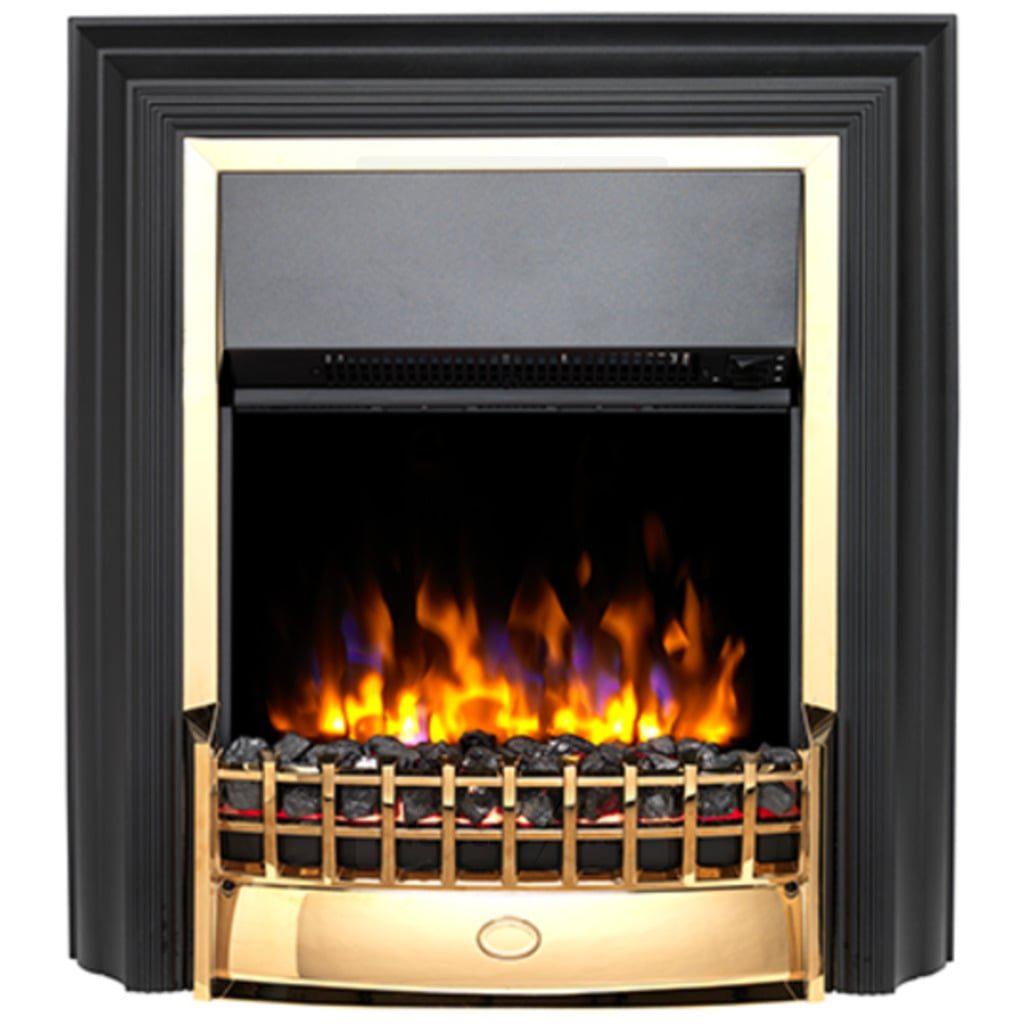 Dimplex Cheriton Electric Fireplace Black & Brass 2kW Optiflame LED Real Coals Flame Effect