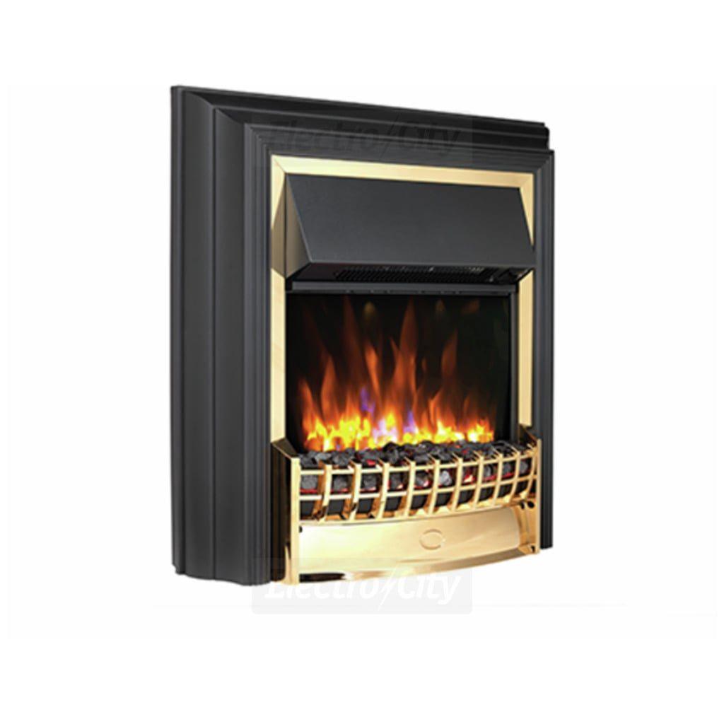Dimplex Cheriton Electric Fireplace Black & Brass 2kW Optiflame LED Real Coals Flame Effect