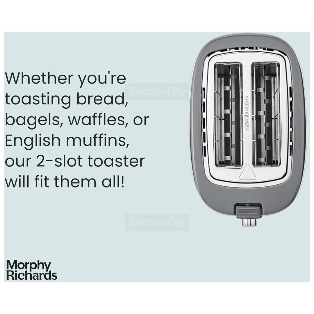 Morphy Richards Hive Toaster Grey | 2 Slice | Defrost & Reheat Setting | Variable Browning Control