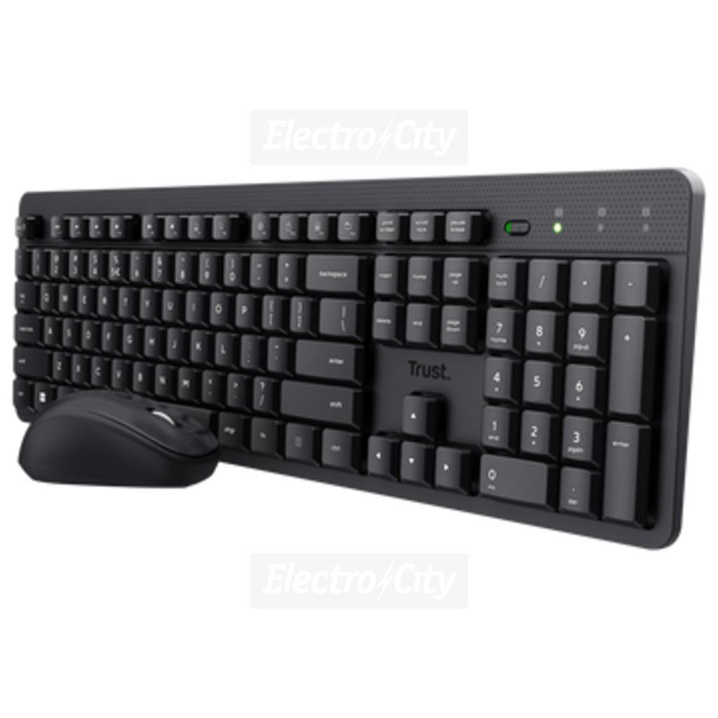 Trust Wireless Keyboard & Mouse Set - Black, Silent Keys, 800-1600 DPI
