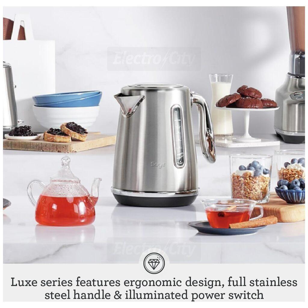 Sage Soft Top Luxe 1.7L Electric Kettle | Black Stainless Steel | BPA Free | Cordless