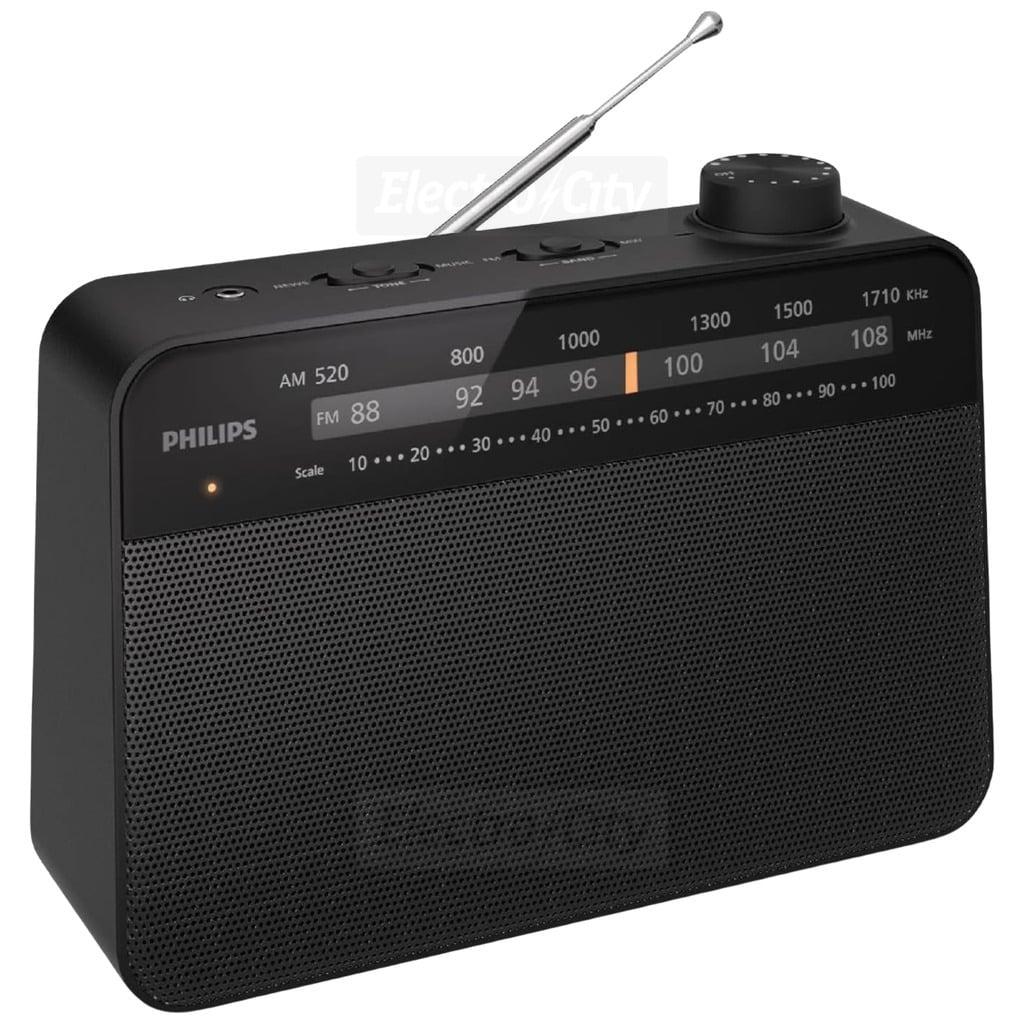 Philips TAR2509 Portable FM/MW Radio Black - Analogue Tuning, LED Indicator, Headphone Port, Antenna, Speaker