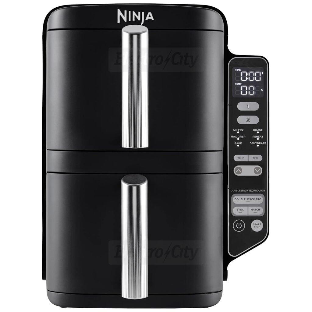 Ninja Double Stack 7.6L Dual Drawer Air Fryer Black with Air Fry, Roast, Bake, Reheat, Dehydrate, Max Crisp
