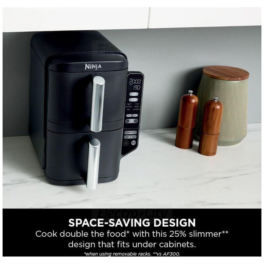 Ninja Double Stack 7.6L Dual Drawer Air Fryer Black with Air Fry, Roast, Bake, Reheat, Dehydrate, Max Crisp