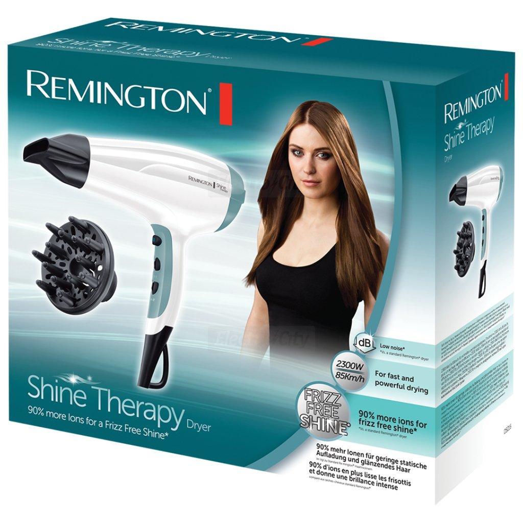 Remington D5216 Shine Therapy Hair Dryer 2300W Ionic Technology Cool Shot Diffuser Concentrator Nozzle White