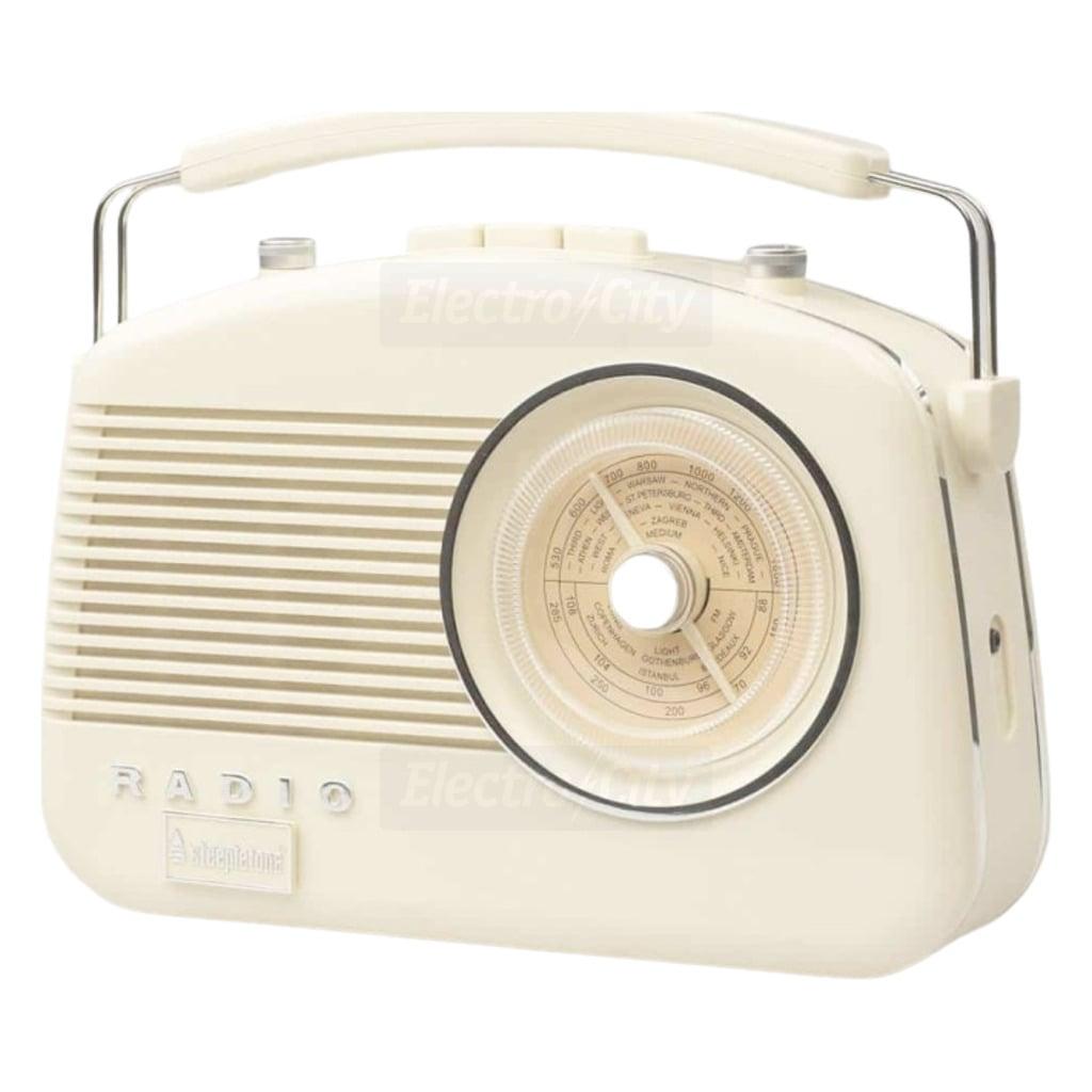 Steepletone Brighton Retro Radio Beige with Bluetooth, Carry Handle, Rotary Dial
