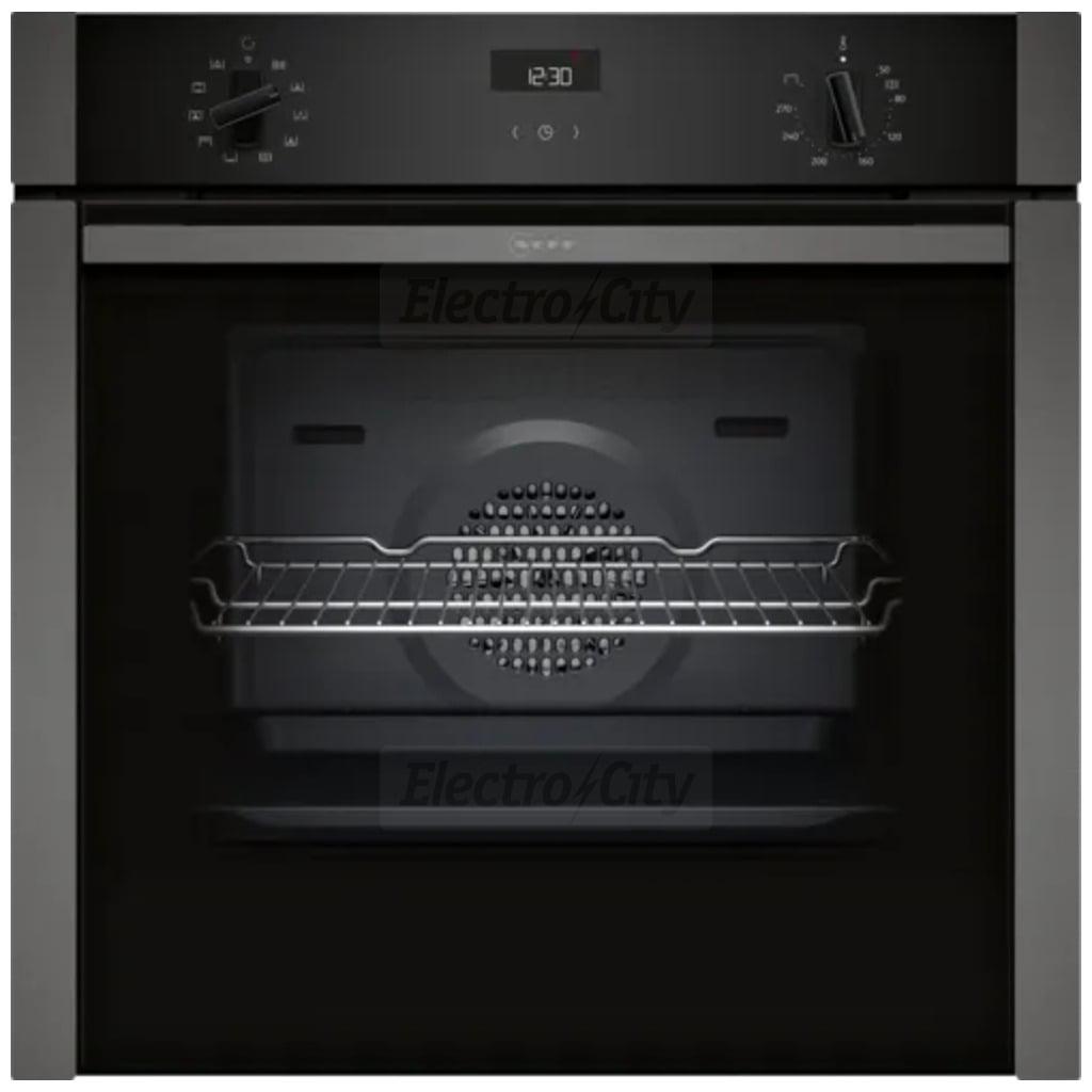 Neff N 50 Built-in Single Oven Graphite-Grey 71L Slide&Hide Eco Clean Easy Clean LCD CircoTherm 50-275°C 595x594x548mm