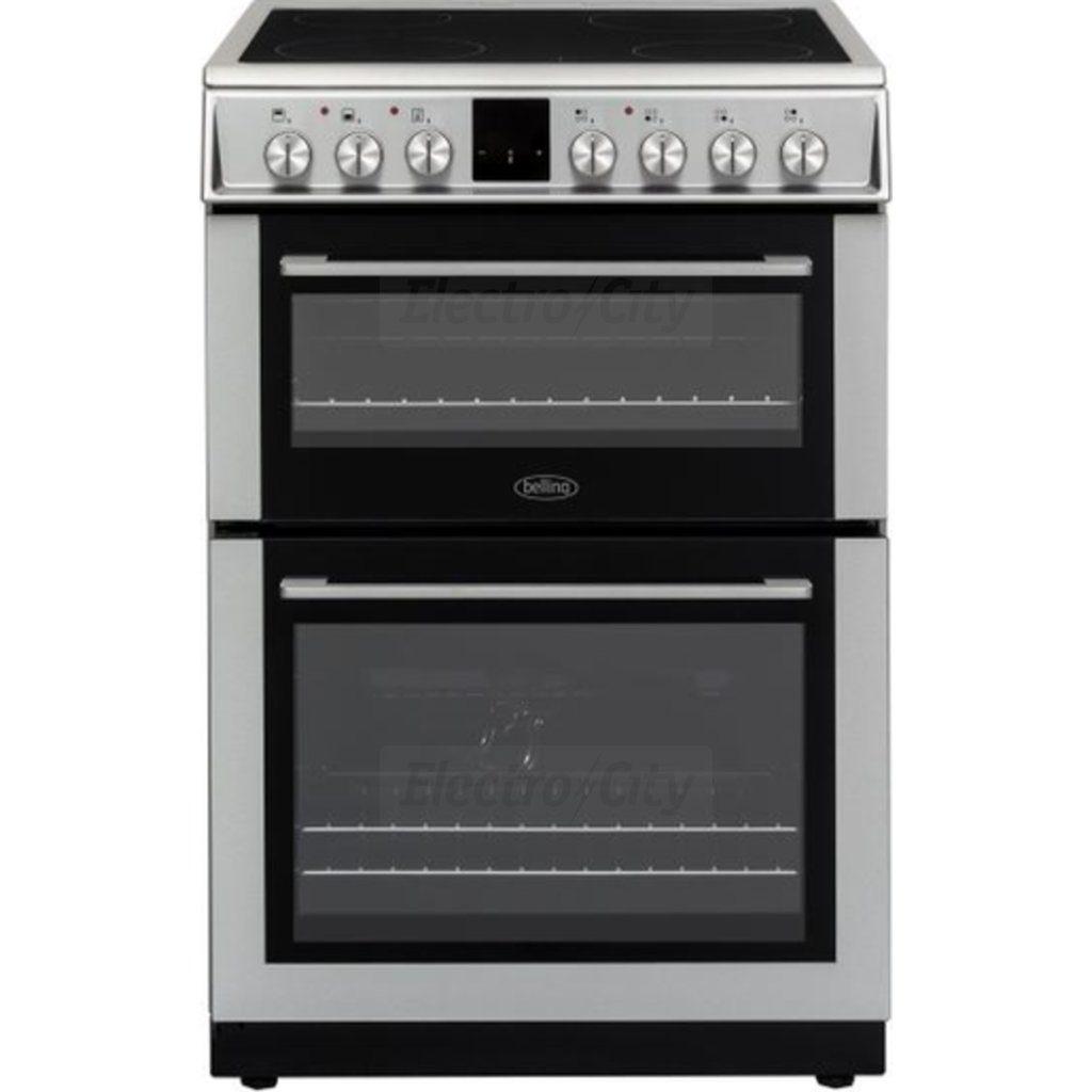 Belling Electric Cooker with Double Oven, Ceramic Hob, Stainless Steel, Timer