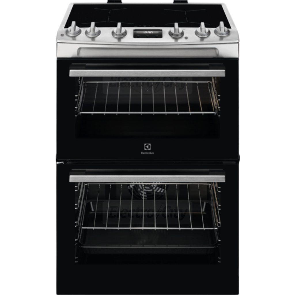 Electrolux 500 Series 60cm Electric Induction Cooker with Double Oven, Stainless Steel, Hob2Hood, Catalytic Cleaning, 77L Main Oven, 39L Second Oven