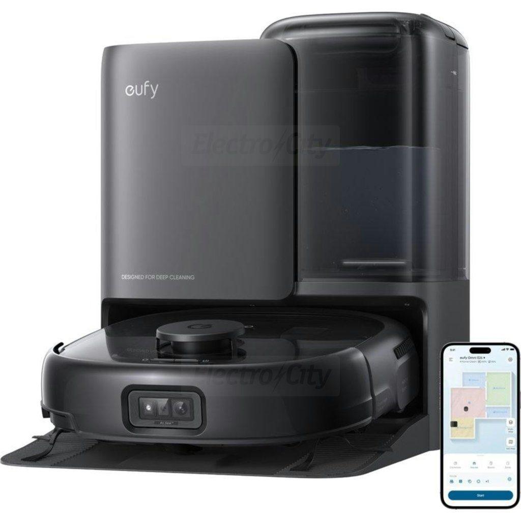 Eufy Omni E25 2-in-1 Robot Vacuum and Mop - Black | 20,000 Pa Suction, HydroJet Mopping, DuoSpiral Brushes, CornerRover Arm, AI.See Obstacle Avoidance, Hands-Free Station