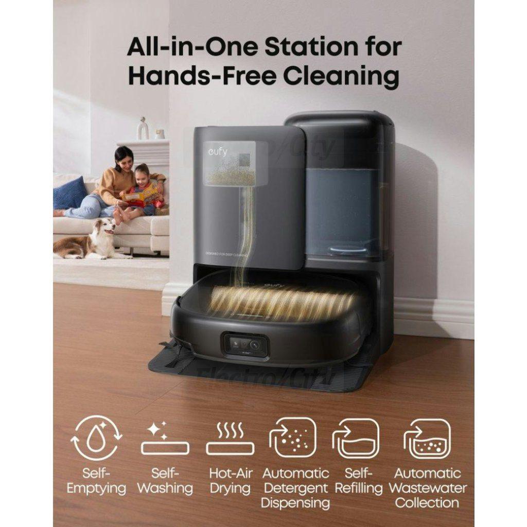 Eufy Omni E25 2-in-1 Robot Vacuum and Mop - Black | 20,000 Pa Suction, HydroJet Mopping, DuoSpiral Brushes, CornerRover Arm, AI.See Obstacle Avoidance, Hands-Free Station
