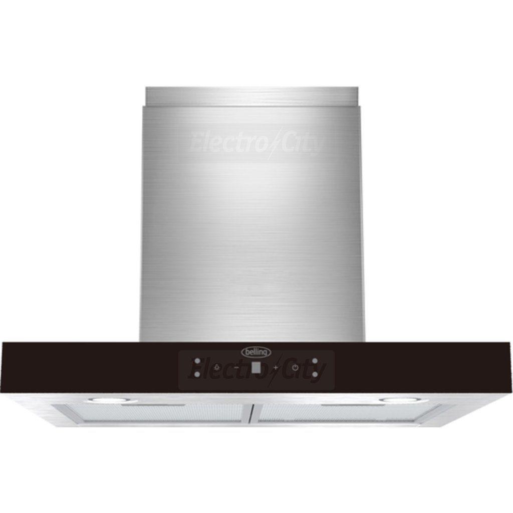 Belling 60cm Chimney Hood - Stainless Steel, Black