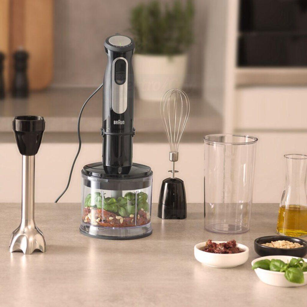 Braun MultiQuick 5 Pro Hand Blender MQ55236M 1000W 25 Speeds + Turbo with Beaker Whisk Chopper Attachment BPA Free Dishwasher Safe