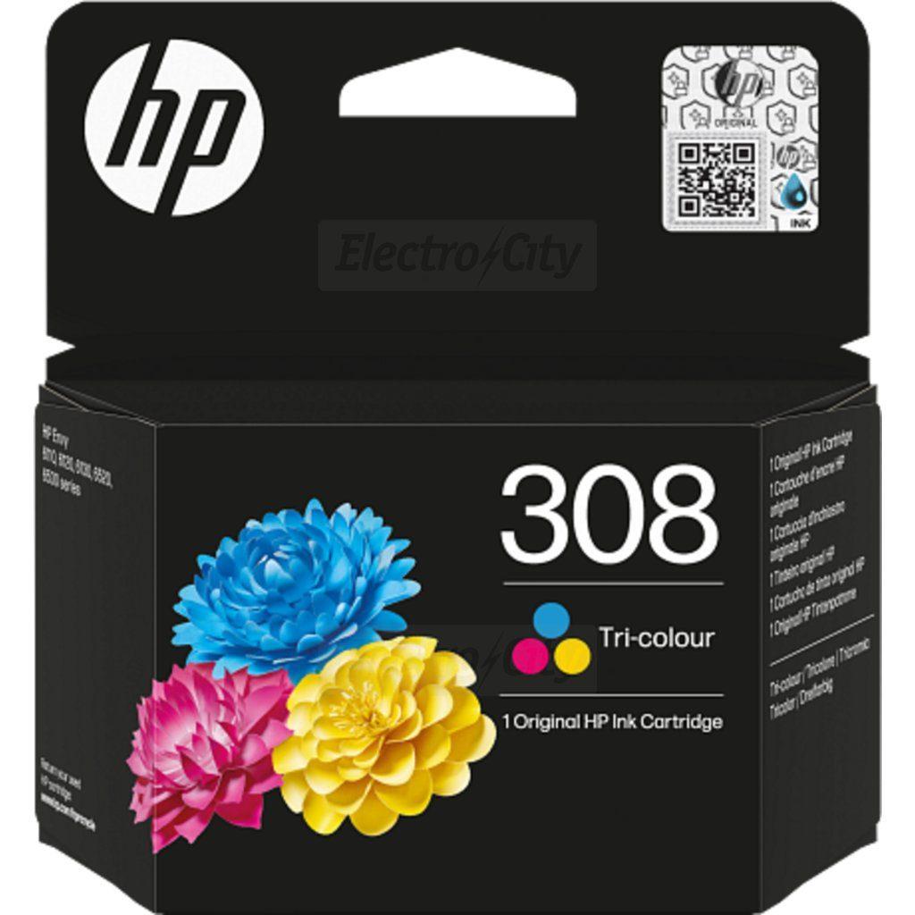 HP 308 Tri-Colour Original Ink Cartridge 120 Pages for HP Envy 4500 Series with 65% Recycled Plastic