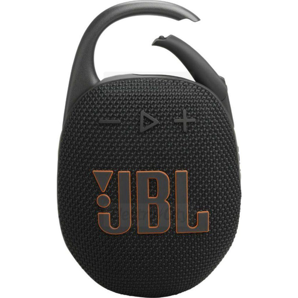 JBL Clip 5 Black Bluetooth Portable Speaker with Carabiner & JBL Logo
