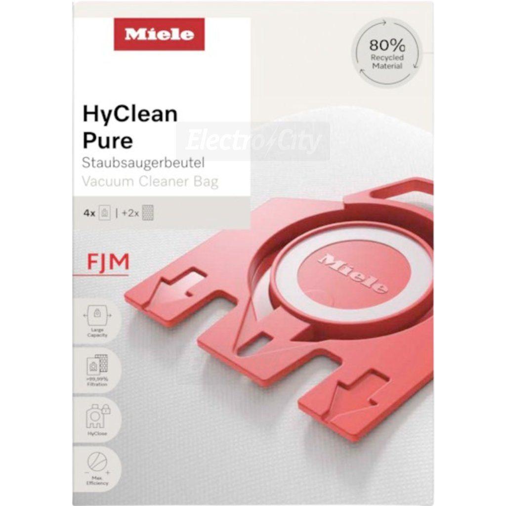 Miele FJM HyClean 3D Efficiency Vacuum Cleaner Bags - 4 Bags + 2 Filters, >99.9% Filtration, 3D Efficiency, +20%