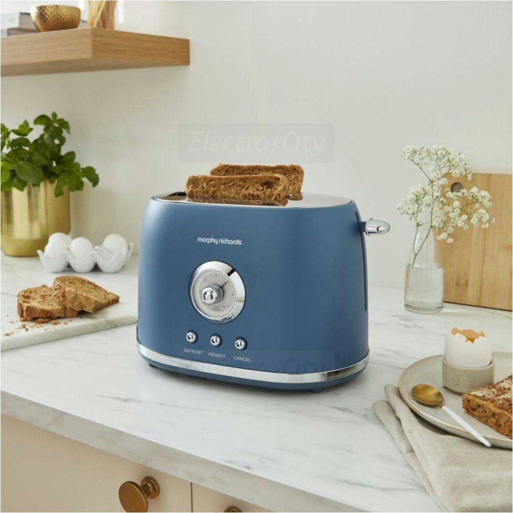 Morphy Richards Boutique 2 Slice Toaster Thunder Blue with Defrost, Reheat, Cancel, Dial, Buttons