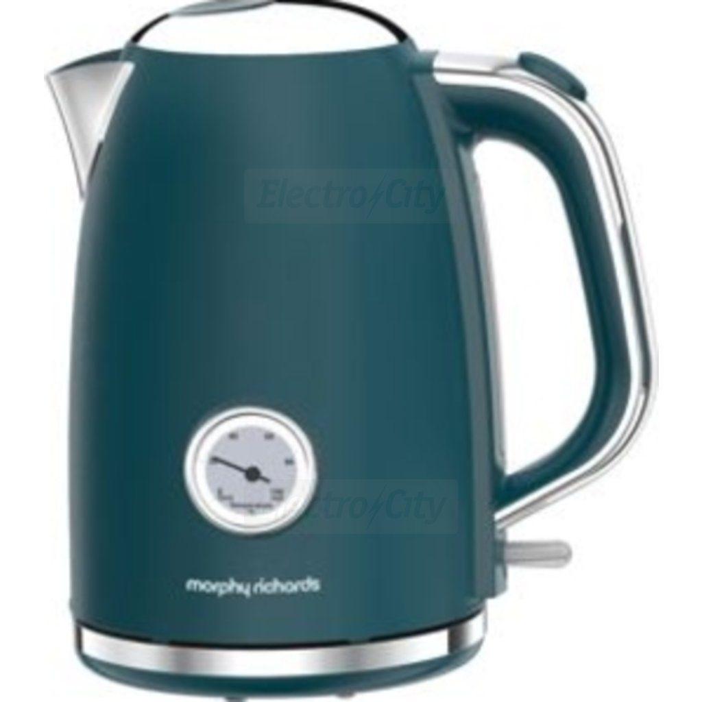 Morphy Richards Kettle Teal Blue 1.7 Litre Capacity with Temperature Dial, Chrome Trim, Matt Steel Finish