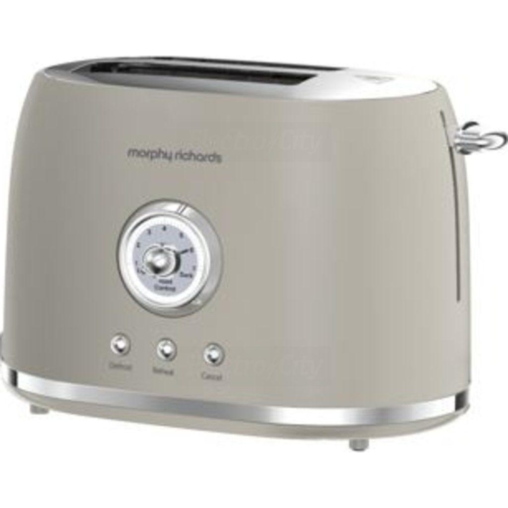 Morphy Richards 2 Slice Toaster | Pourcini Mushroom | Dial, Buttons, Chrome Trim, Matt Finish