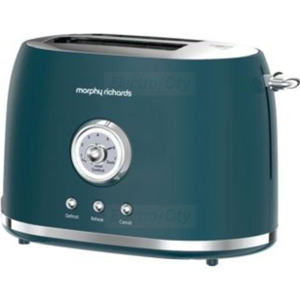 Morphy Richards Boutique 2 Slice Toaster Teal Green with Dial, Buttons, Chrome Trim