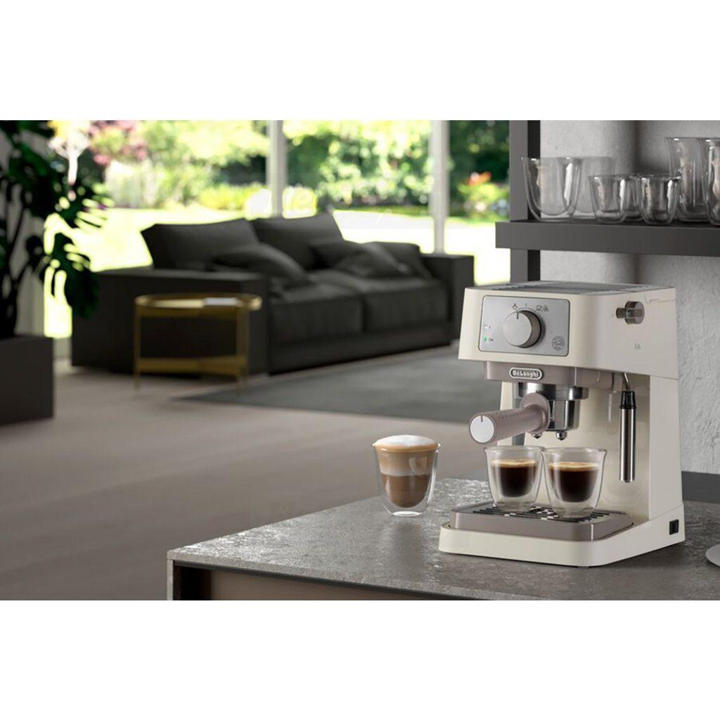 DeLonghi Stilosa Manual Espresso Machine Cream 15 Bar Pressure Adjustable Cappuccino System Stainless Steel Boiler Removable Drip Tray ESE Pod Compatible