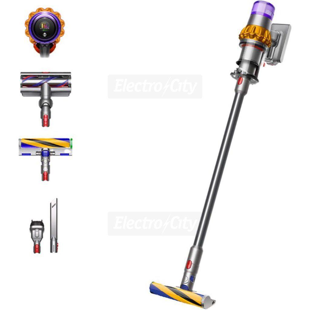 Dyson V15 Detect Absolute Cordless Vacuum Cleaner Yellow & Nickel Illuminated cleaner head LCD screen Anti-tangle brush bar