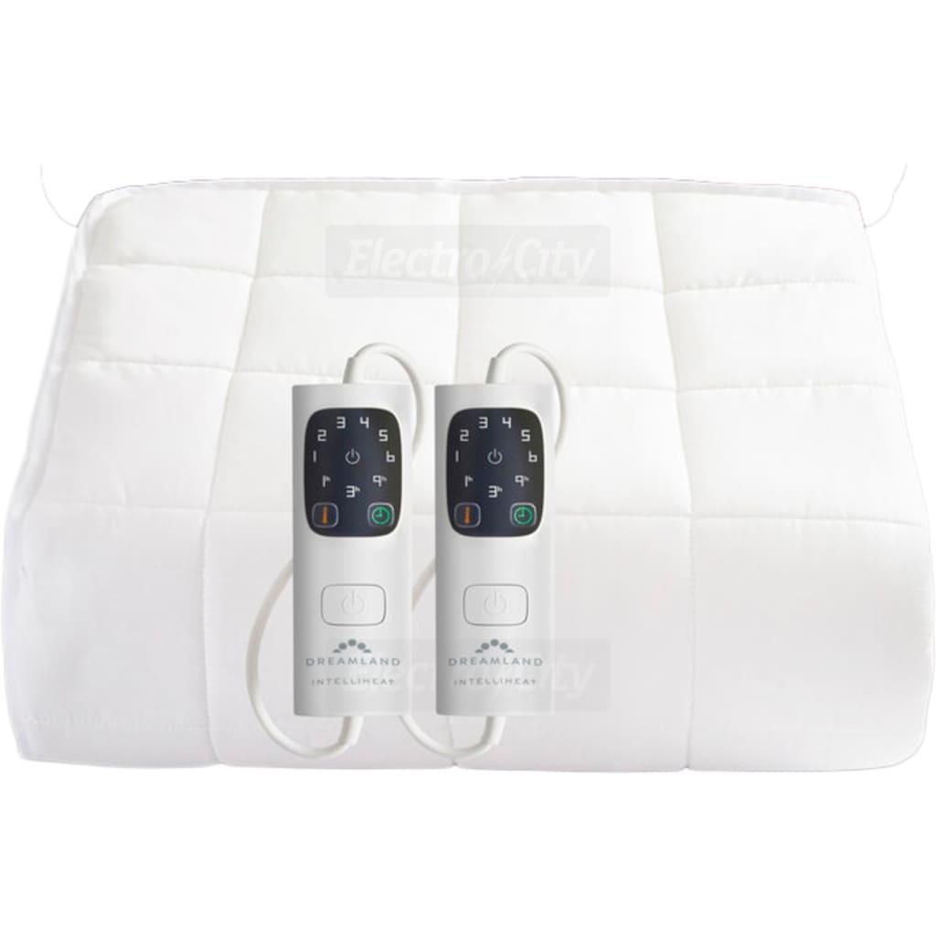 Dreamland Organic Cotton Electric Blanket - Size SuperKing Dual Control, 200 Thread Count, 5 Minute Heat Up, Intelliheat, Machine Washable, Auto Shut-Off, Deep Elasticated Skirt