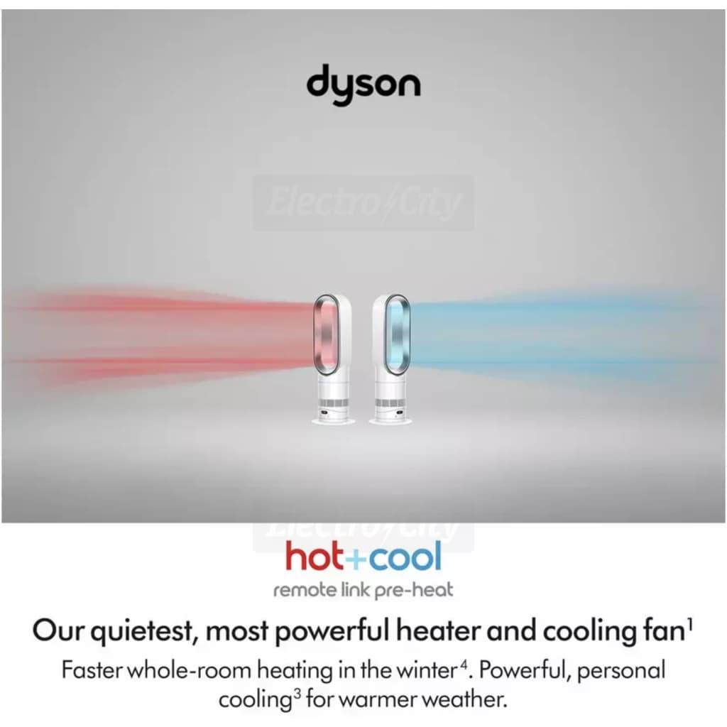 Dyson Hot+Cool HF1 Smart Fan Heater - White | Air Multiplier, Intelligent Climate Control, Remote, Sleep Mode, 26dB, 2.59kg, 585mm Height