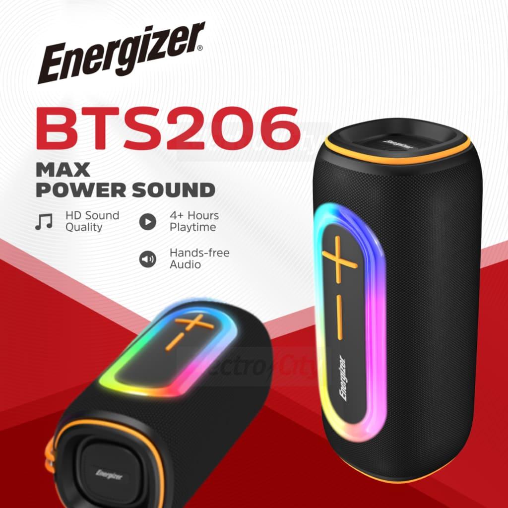 Energizer BTS206 Portable Bluetooth Speaker - Black with Power Bank, 360° Sound, RGB Lighting, Handsfree, Bluetooth 5.2, Micro SD, USB, AUX