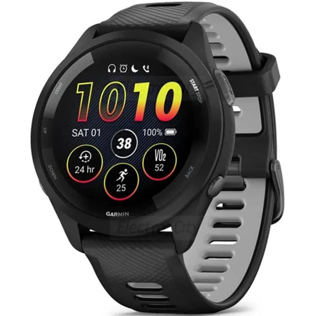 Garmin Forerunner 265 Black Smartwatch with Silicone Band, 1.3" Display, Touchscreen, GPS, Music