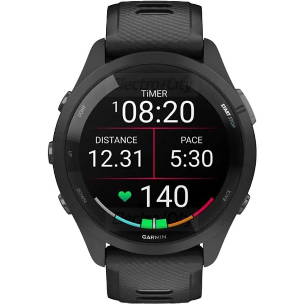 Garmin Forerunner 265 Black Smartwatch with Silicone Band, 1.3" Display, Touchscreen, GPS, Music