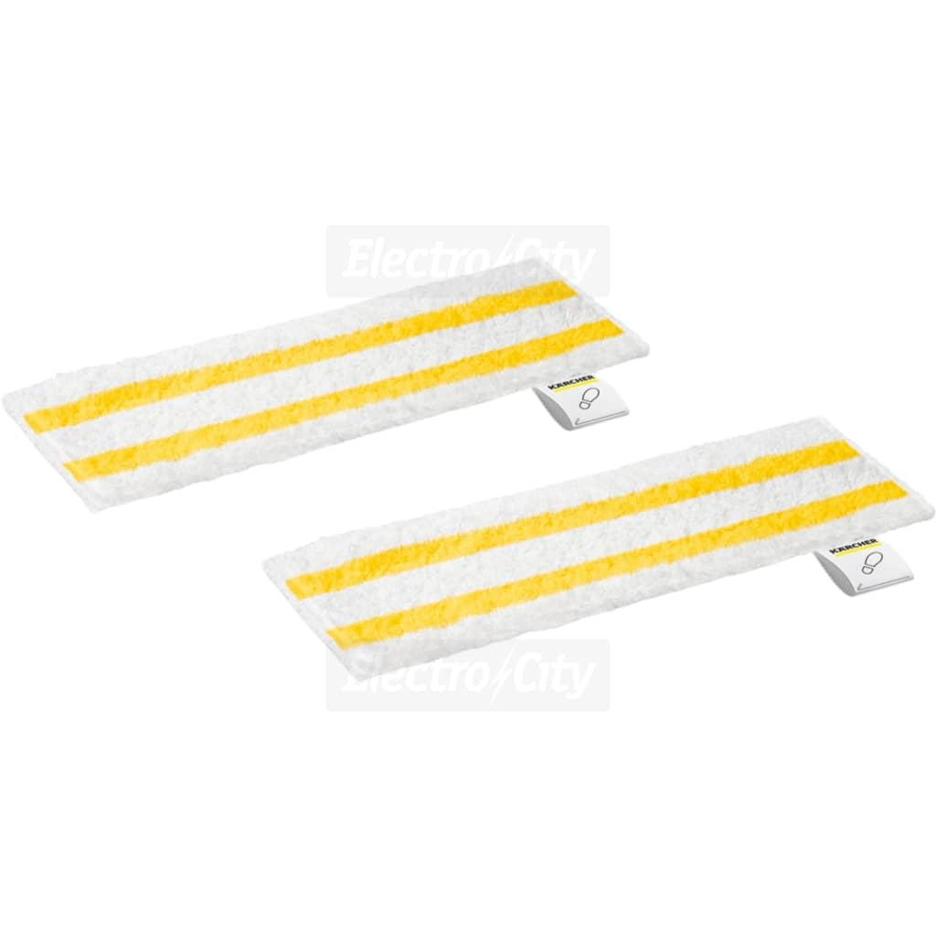 Karcher EasyFix Floor Cloths 2 Pack Microfibre White with Yellow Stripes