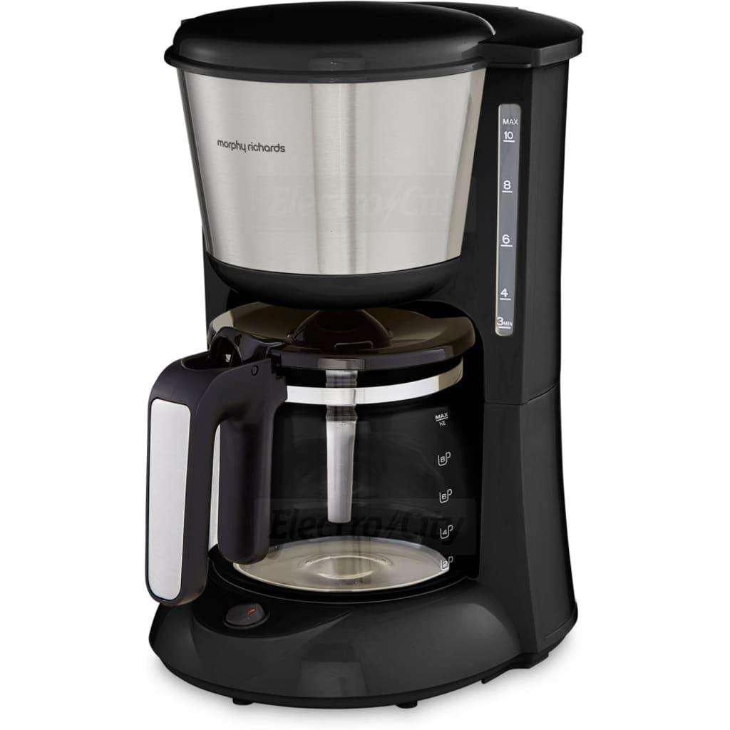 Morphy Richards Equip Filter Coffee Maker 10 Cup Brushed Steel 1.2L Pour Over Permanent Filter Keep Warm Illuminated Switch