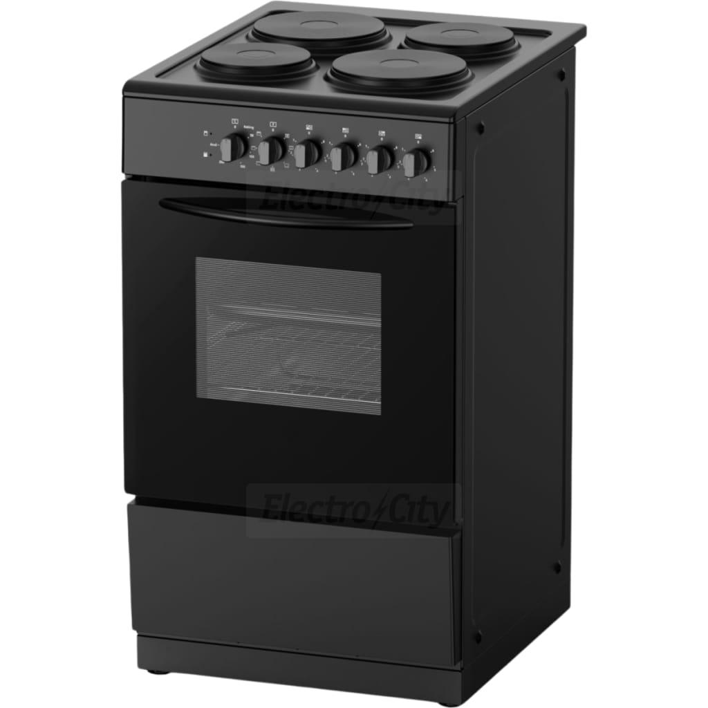 Powerpoint 50cm Freestanding Electric Cooker Black 52L Oven 4-Zone Hob Energy A