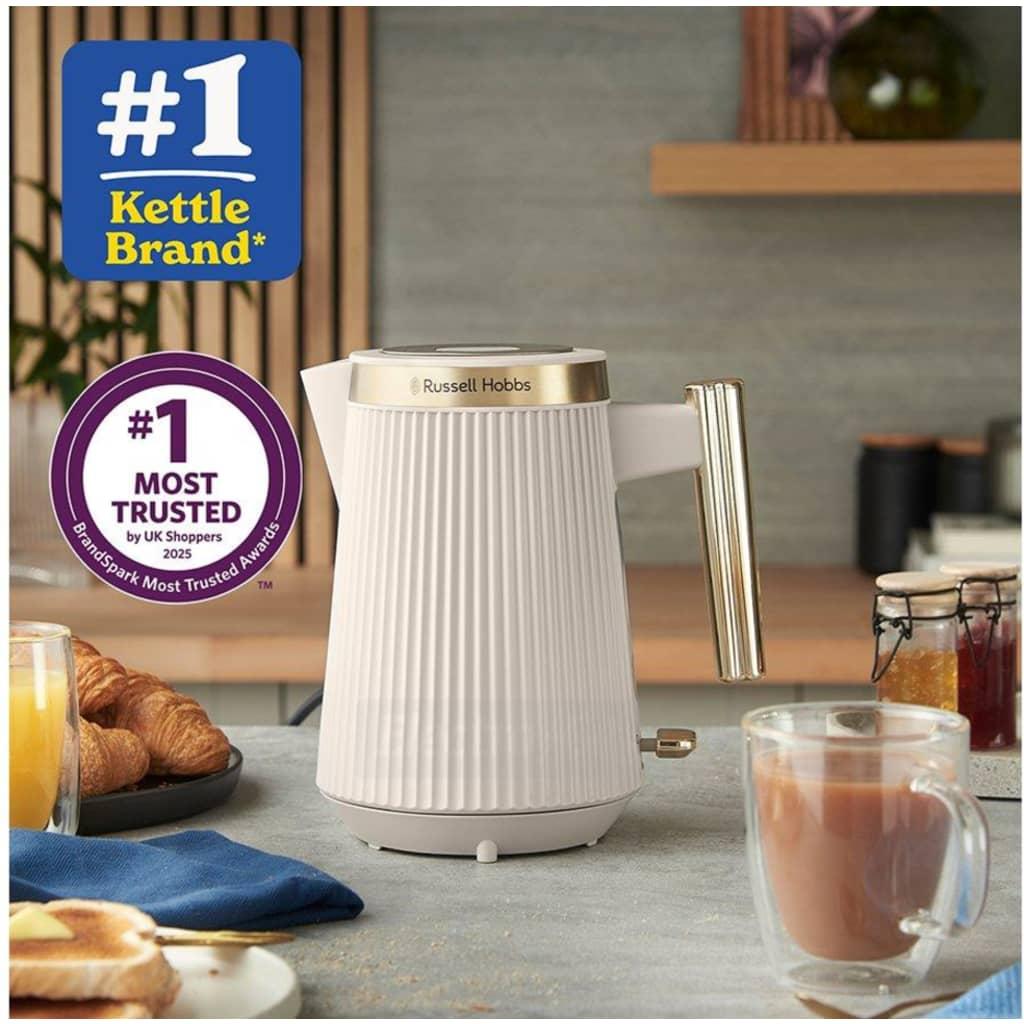 Russell Hobbs Bronte Kettle Stone 1.7 Litres Gold accents Matte finish Interior illumination