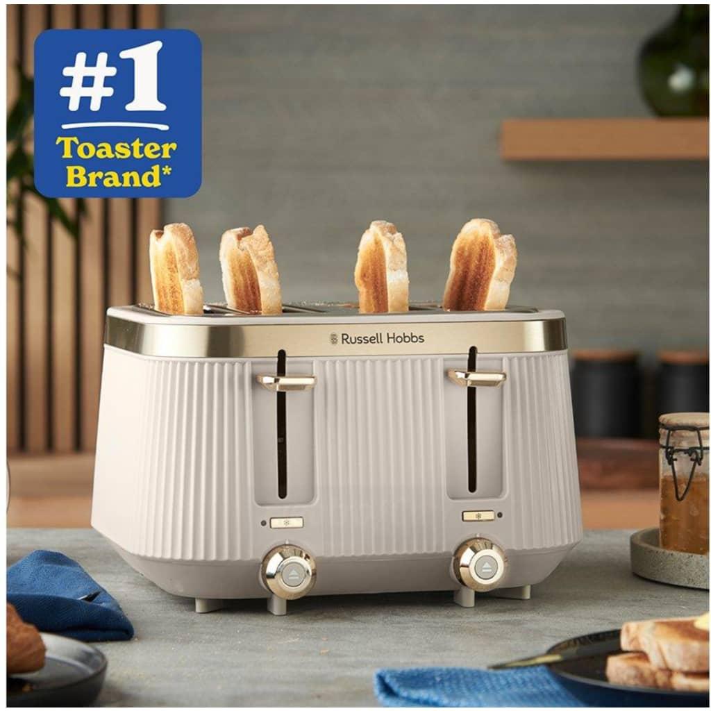 Russell Hobbs Bronte 4 Slice Toaster Stone Color with Gold Accents